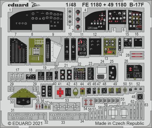 ED491180 Eduard 1/48 B-17F cockpit Photo etched parts Eduard
