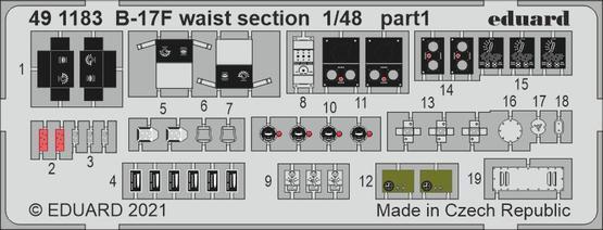 ED491183 Eduard 1/48 B-17F waist section Photo etched parts