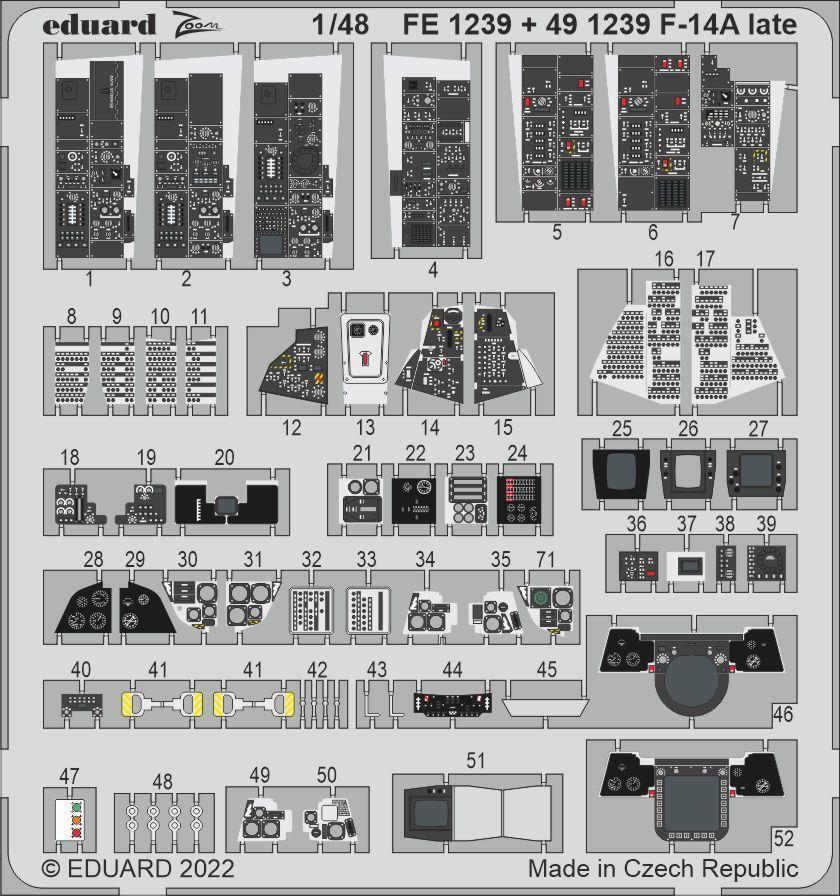 ED491239 Eduard 1/48 F-14A late interior Photo etched set for Tamiya [491239] Eduard