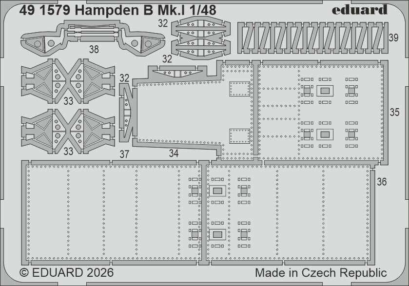 Eduard 1/48 Hampden B Mk.I Photo Etch Set for ICM