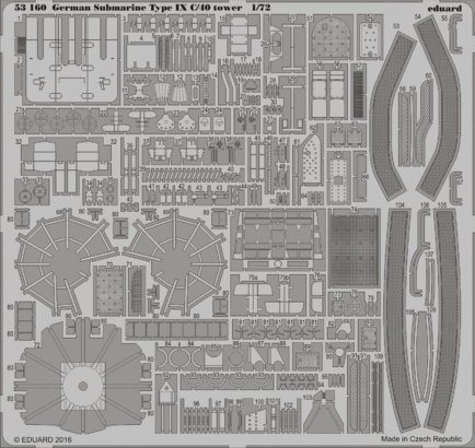 ED53160 Eduard Revell 1/72 German Submarine Type IX C/40 tower Photo etched parts