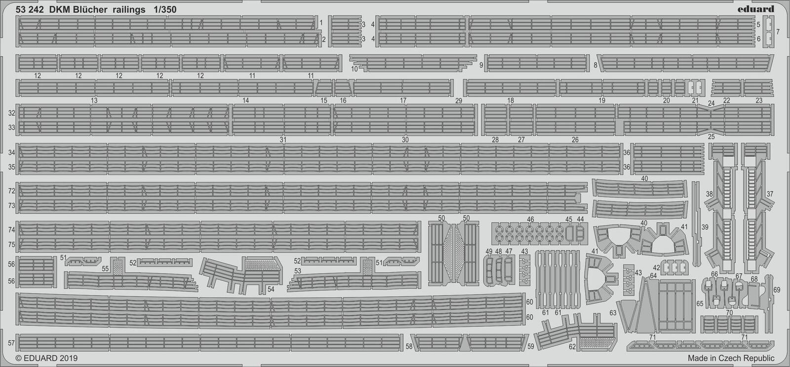 ED53242 Eduard 1/350 DKM Bl¼cher railings Photo-etch set (Trumpeter) Eduard