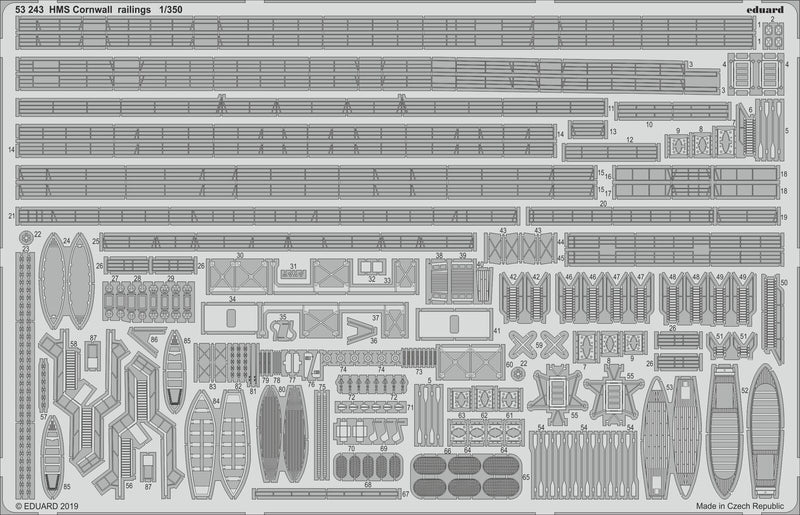 ED53243 Eduard 1/350 HMS Cornwall railings Photo etched parts
