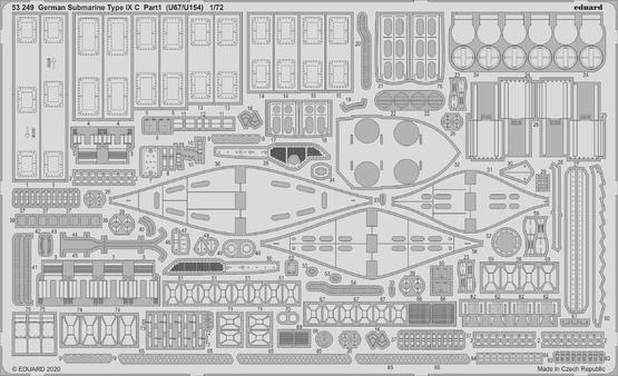 ED53249 Eduard Revell 1/72 German Submarine Type IX C part 1 (U67/ U154) Photo etched parts Eduard