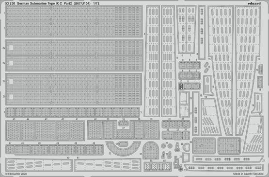 ED53250 Eduard Revell 1/72 German Submarine Type IX C part 2 (U67/ U154) Photo etched parts Eduard