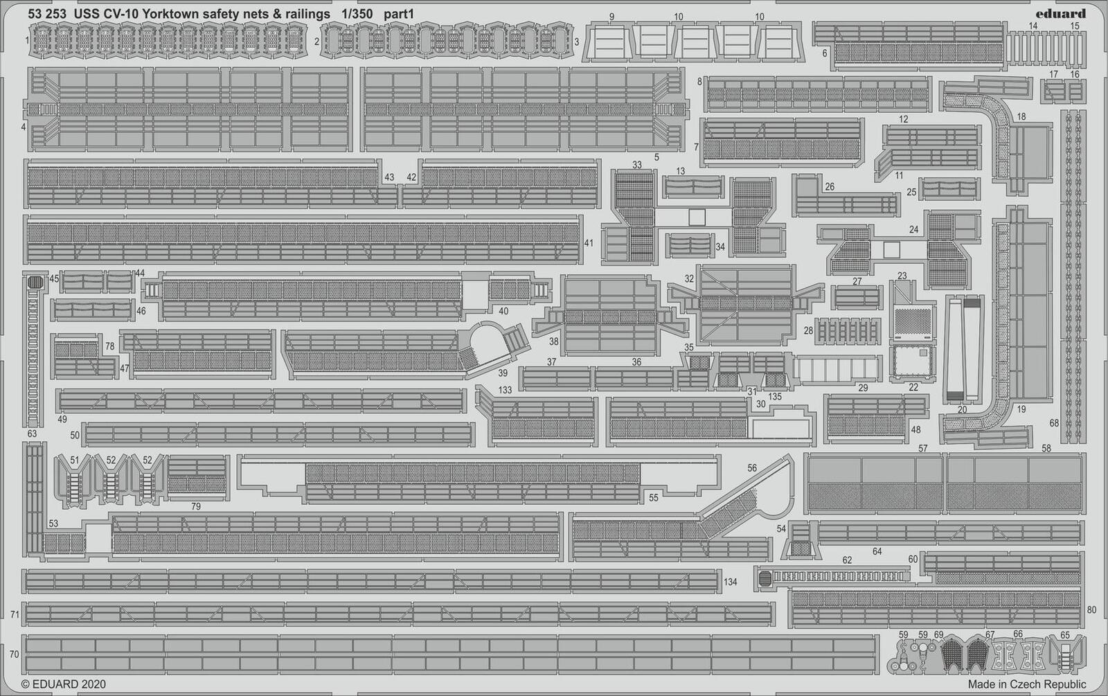 ED53253 Eduard 1/350 USS CV-10 Yorktown safety nets & railings Photo etched parts Eduard