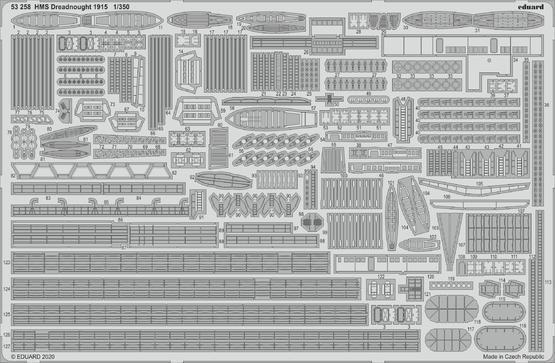 ED53258 Eduard 1/350 HMS Dreadnought 1915 Photo etched parts