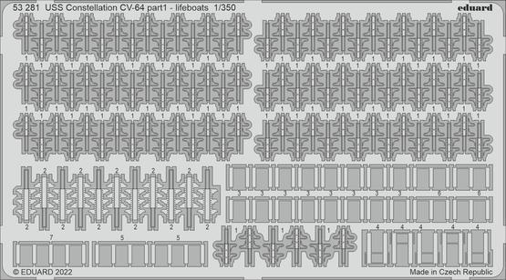 ED53281 Eduard 1/350 USS Constellation CV-64 (Trumpeter) Part 1 Lifeboats Photo Etch Set [53281]
