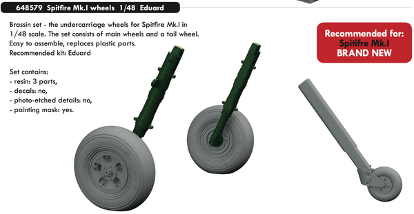 ED648579 Eduard 1/48 Spitfire Mk.I wheels Brassin