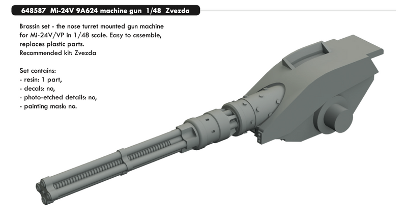 ED648587 Eduard 1/48 Mi-24V 9A624 machine gun Brassin [648587]
