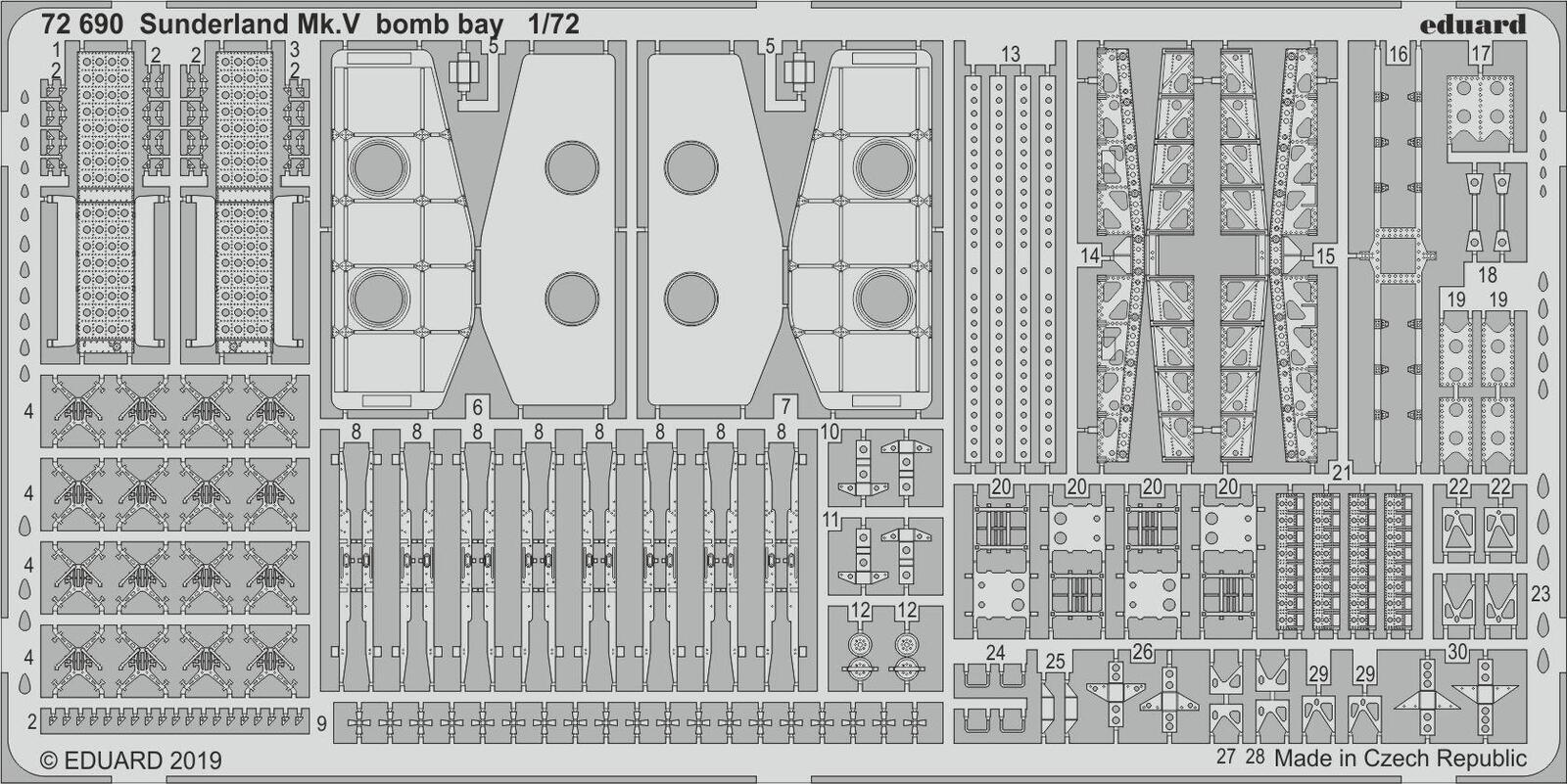 ED72690 Eduard 1/72 Sunderland Mk. V bomb bay Photo-etch set (Special Hobby) Eduard