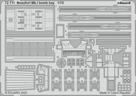 ED72711 Eduard 1/72 Beaufort Mk. I bomb bay Eduard