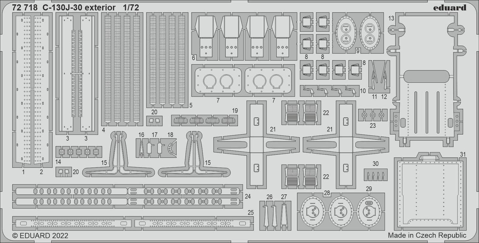 ED72718 Eduard 1/72 C-130J-30 exterior Photo etched set for Zvezda [72718] Eduard