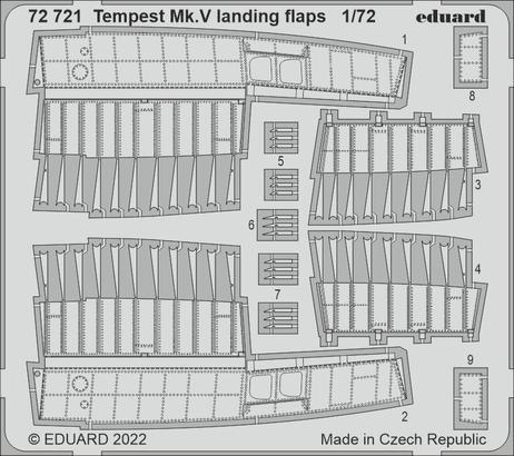 ED72721 Eduard 1/72 Tempest Mk. V landing flaps Photo etched parts [72721] Eduard