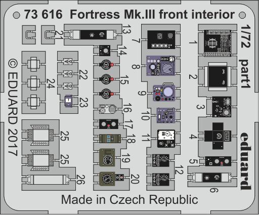 ED73616 Eduard 1/72 Fortress Mk. III front interior 1/72 (Airfix) Eduard