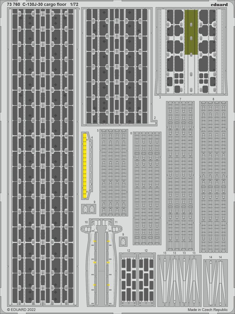 ED73760 Eduard 1/72 C-130J-30 cargo floor Photo etched set for Zvezda [73760] Eduard