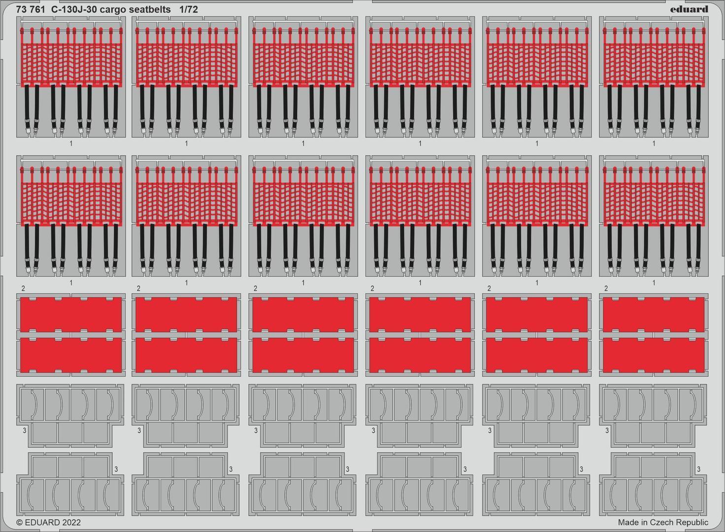 ED73761 Eduard 1/72 C-130J-30 cargo seatbelts Photo etched set for Zvezda [73761] Eduard
