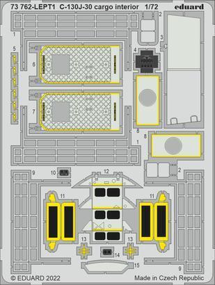 ED73762 Eduard 1/72 C-130J-30 cargo interior Photo etched set for Zvezda [73762] Eduard