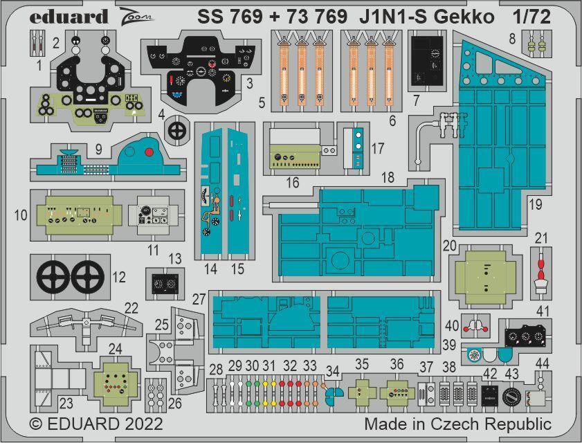 ED73769 Eduard 1/72 J1N1-S Gekko Photo etched parts [73769] Eduard