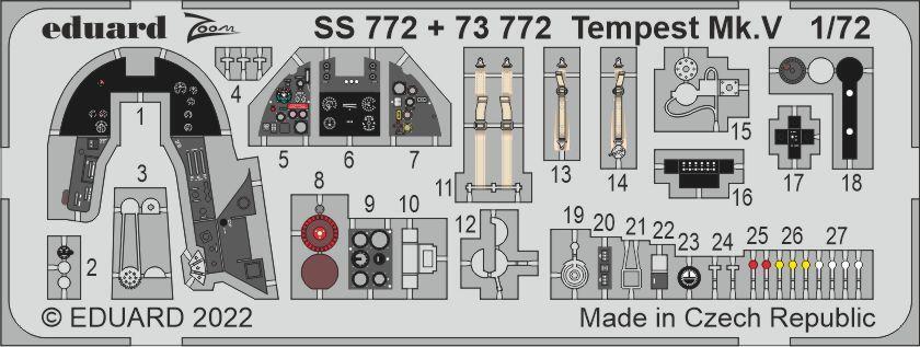 ED73772 Eduard 1/72 Tempest Mk. V Photo etched parts [73772] Eduard