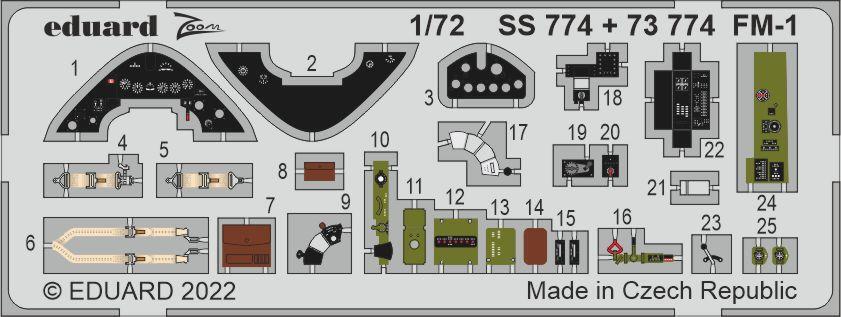 ED73774 Eduard 1/72 FM-1 Photo etched parts [73774] Eduard