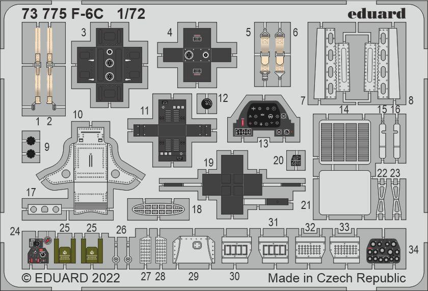 ED73775 Eduard 1/72 F-6C Hawk Photo etched parts [73775] Eduard