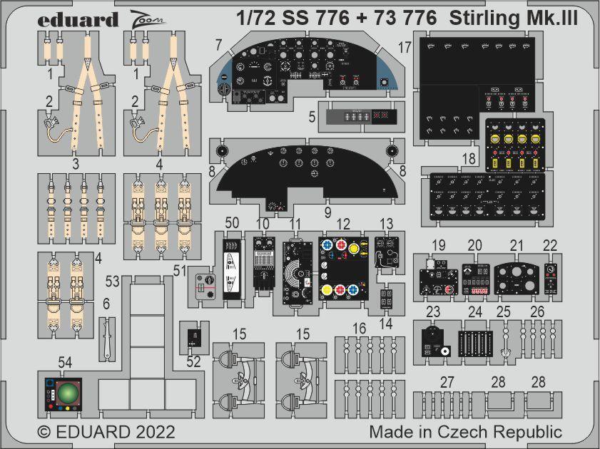 ED73776 Eduard 1/72 Stirling Mk. III Photo etched parts [73776] Eduard