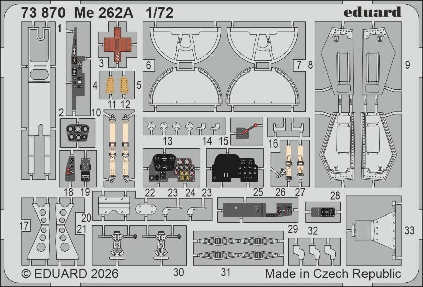 Eduard 1/72 Me 262A Photo Etch Set for Arma Hobby
