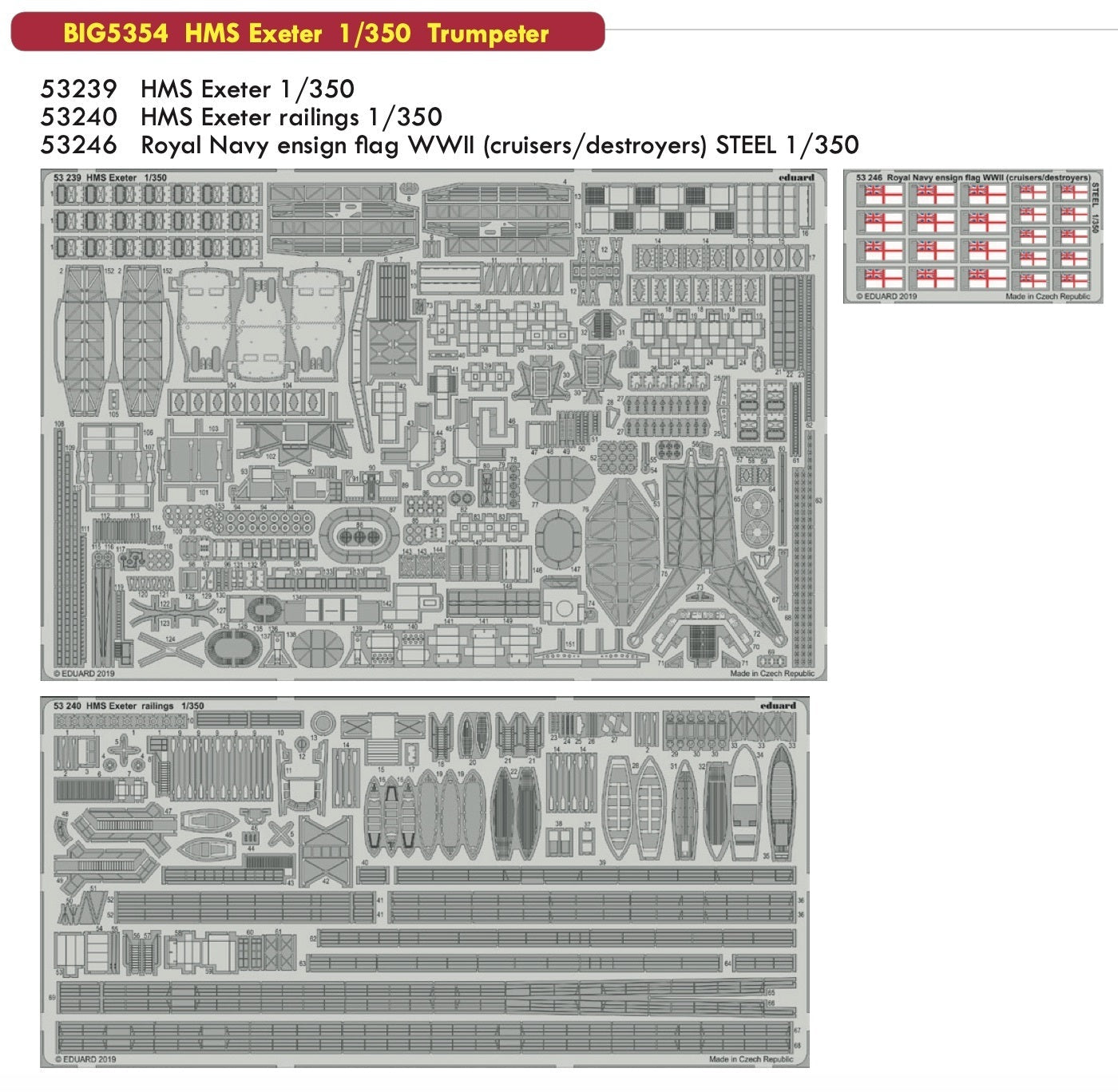 EDBIG5354 Eduard 1/350 HMS Exeter Big Ed (Trumpeter) Eduard
