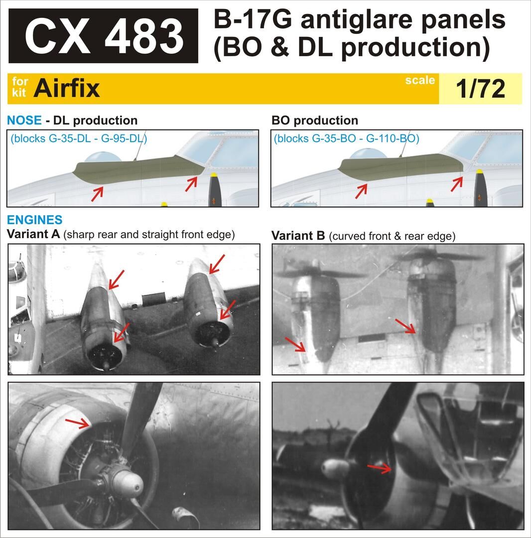 Eduard 1/72 B-17G antiglare panels (BO & DL production) Mask