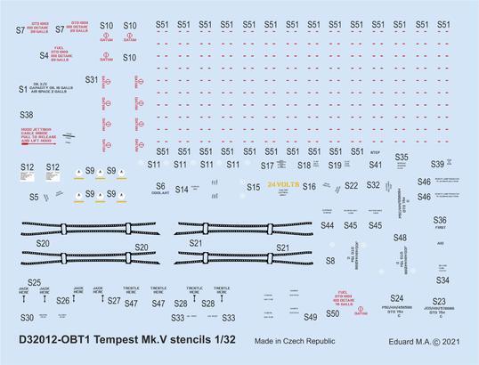 EDD32012 Eduard 1/32 Tempest Mk.V stencils Decals Eduard