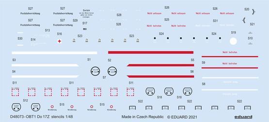 EDD48073 Eduard 1/48 Do 17 stencils Decals Eduard