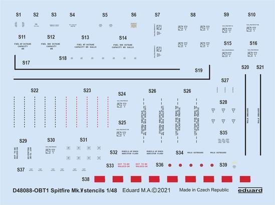 EDD48088 Eduard 1/48 Spitfire Mk.V stencils Decals Eduard