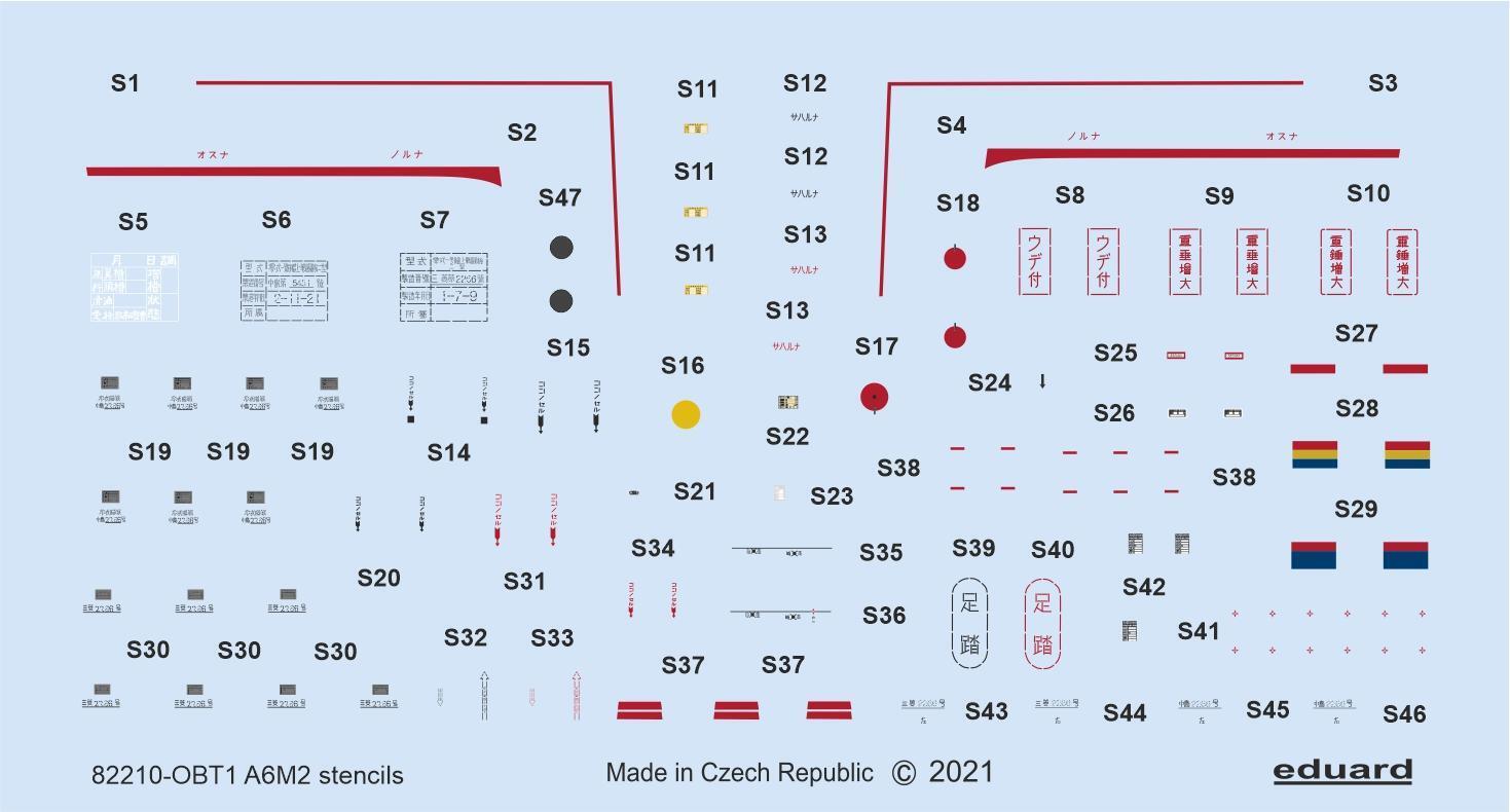 EDD48098 Eduard 1/48 A6M2 (Eduard) Stencils Decal Sheet [D48098] Eduard