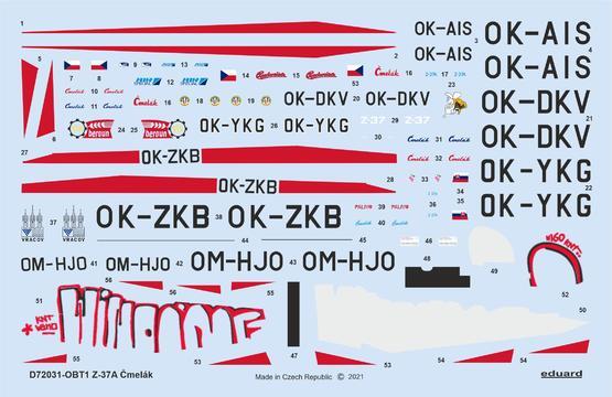 EDD72031 Eduard 1/72 Z-37A Cmel¡k Decals Eduard