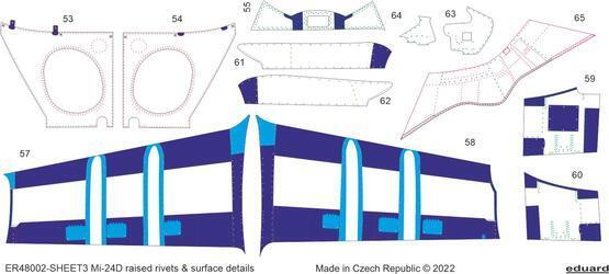 EDER48002 Eduard 1/48 Mi-24D raised rivets & surface details 3D Decals [ER48002] Eduard