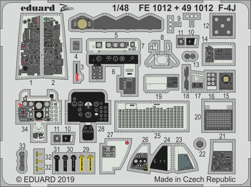 EDFE1012 Eduard 1/48 F-4J Photo-etch set (Academy) Eduard