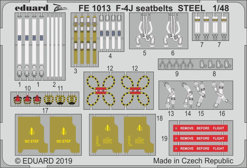 EDFE1013 Eduard 1/48 F-4J seatbelts STEEL Photo-etch set (Academy) Eduard