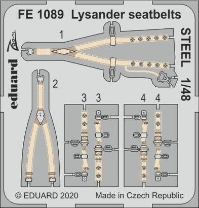 EDFE1089 Eduard 1/48 Lysander seatbelts STEEL Photo etched parts Eduard