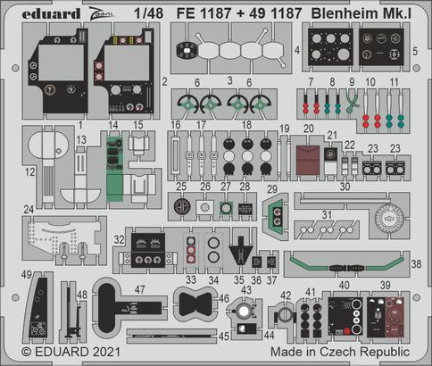EDFE1187 Eduard 1/48 Blenheim Mk.I Photo etched parts Eduard