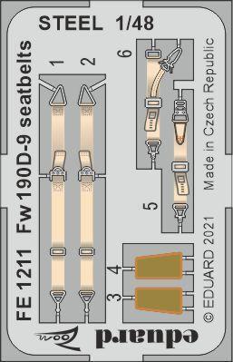 EDFE1211 Eduard 1/48 Fw 190D-9 seatbelts STEEL Zoom set Eduard