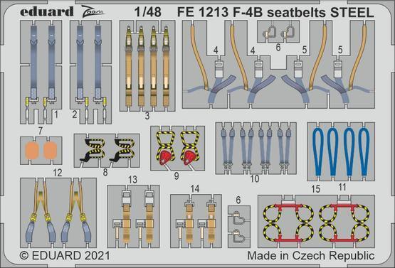EDFE1213 Eduard 1/48 F-4B seatbelts STEEL Photo etched parts Eduard