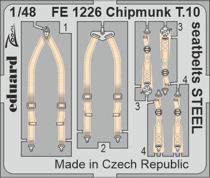 EDFE1226 Eduard 1/48 Chipmunk T.10 Seatbelts (Airfix) STEEL Photo-Etched Accessory Eduard