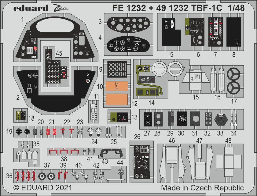 EDFE1232 Eduard 1/48 TBF-1C (Academy) Colour Photo Etch Set [FE1232] Eduard