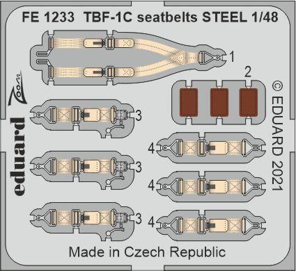EDFE1233 Eduard 1/48 TBF-1C (Academy) Seatbelts Steel Colour Photo Etch Set [FE1233] Eduard