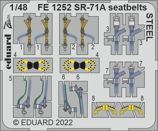 EDFE1252 Eduard 1/48 SR-71A (Revell) Seatbelts Steel Colour Photo Etch Set [FE1252] Eduard