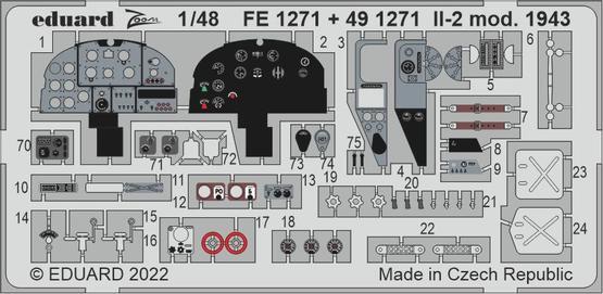 EDFE1271 Eduard 1/48 IL-2 mod. 1943 Photo etched parts [FE1271] Eduard