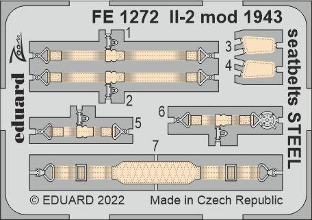 EDFE1272 Eduard 1/48 IL-2 mod. 1943 seatbelts Steel Photo etched parts [FE1272] Eduard