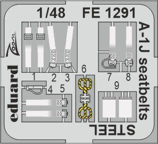 EDFE1291 Eduard 1/48 A-1J Skyraider seatbelts Steel Photo etched parts [FE1291] Eduard