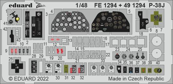 EDFE1294 Eduard 1/48 P-38J Lightning Photo etched parts [FE1294] Eduard